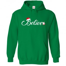 Believe Text Christmas Theme Gift hoodie for Kids & Adults in unisex style Hoodie